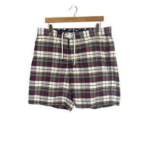 Brooks Brothers Swim Trunks 34 Red Plaid Preppy Resort Classic Colorful Coastal